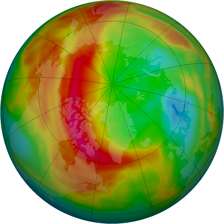 Arctic ozone map for 09 March 2014